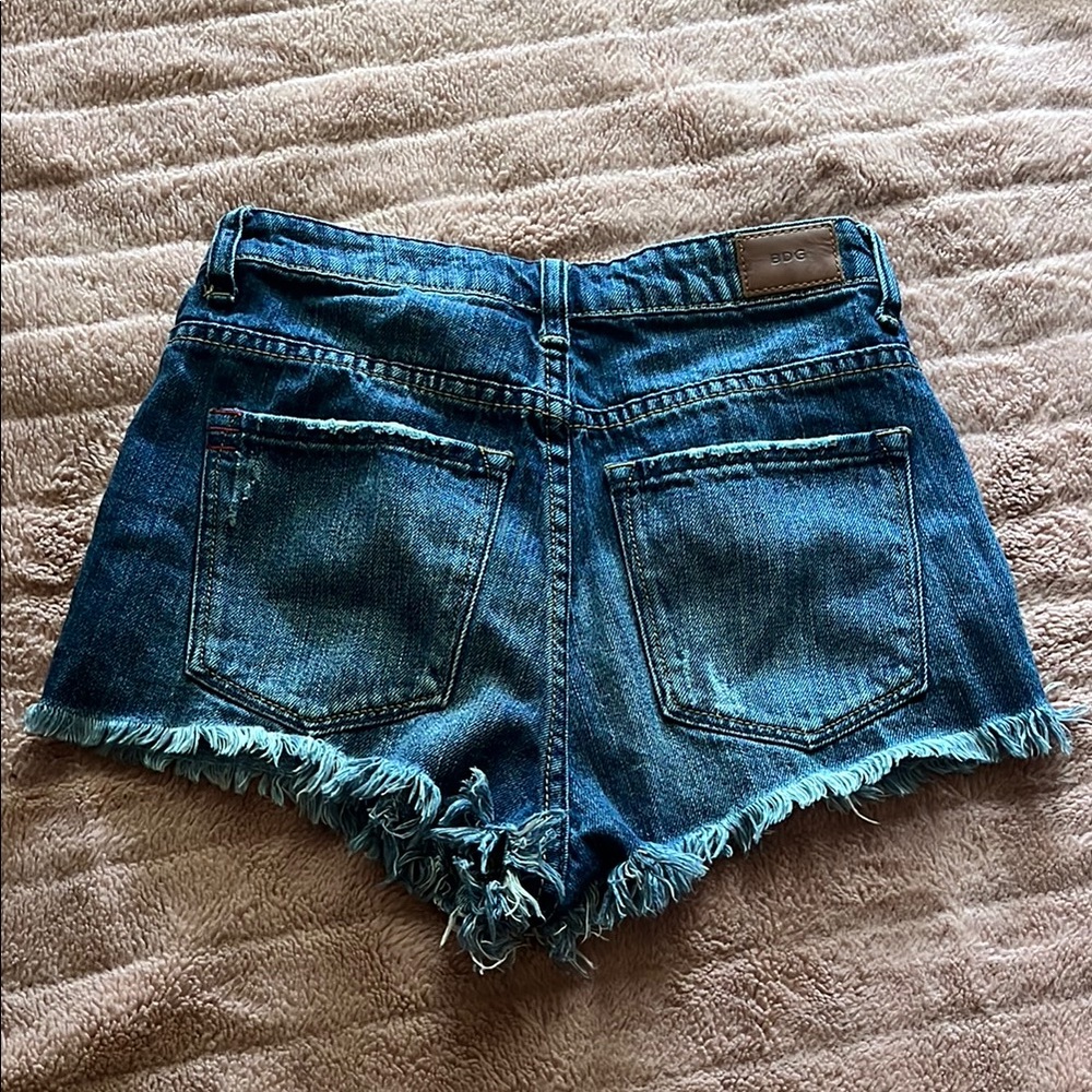 BDG Blue Jean Shorts Distressed Frayed Hem